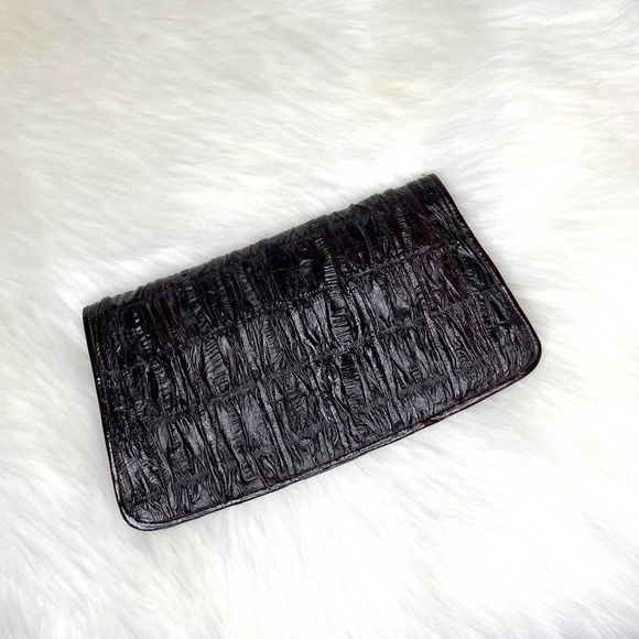 Soft Leather Dark Brown Clutch - Picture 1 of 8